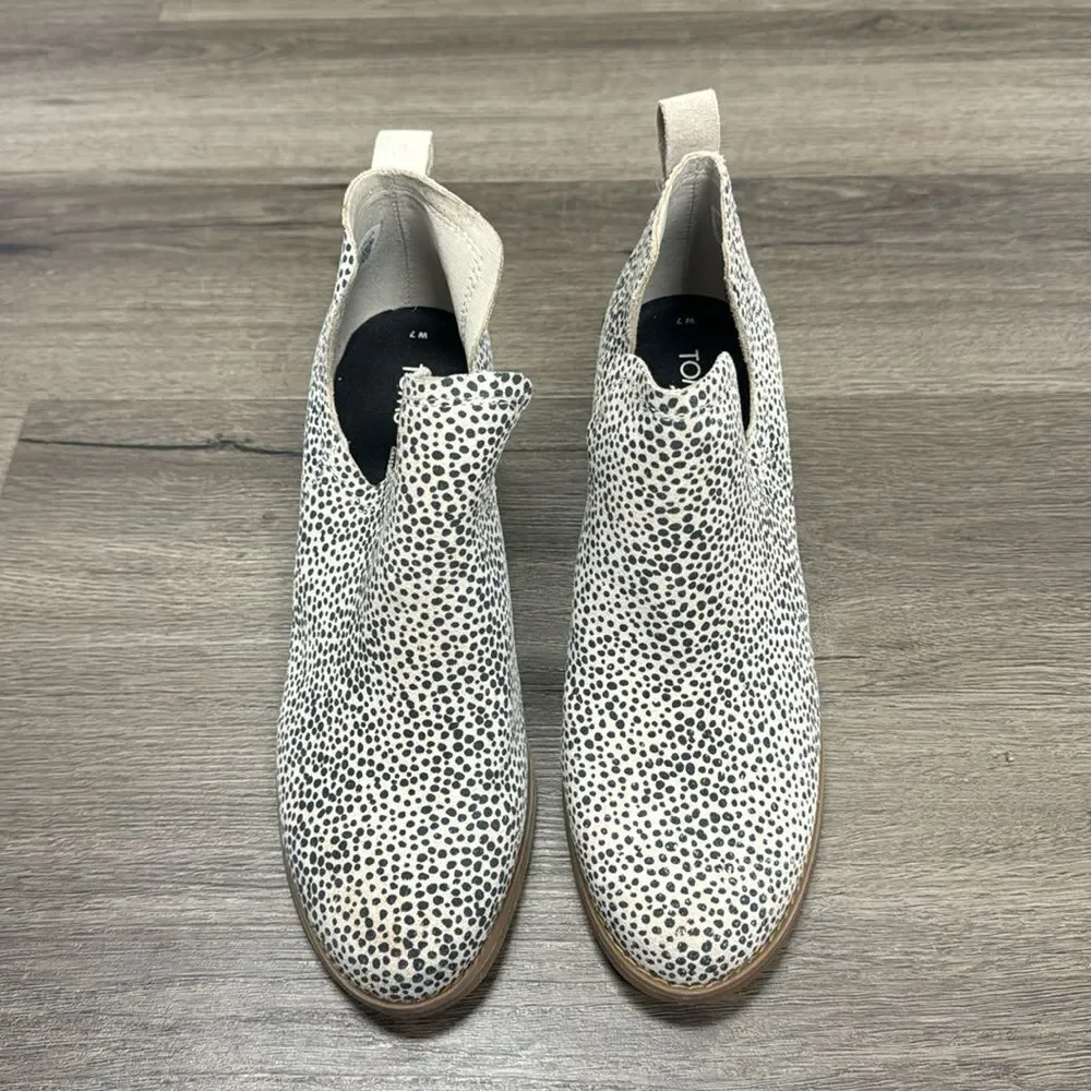 TOMS Womens Kallie Mini Cheetah Suede Wedge Booties Sz 7